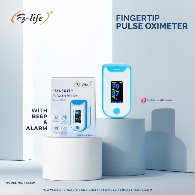 Fingertip Pulse Oximeter - SpO2 - PR Monitor - HD Display with Perfusion Index with Battery EZ 25P 10