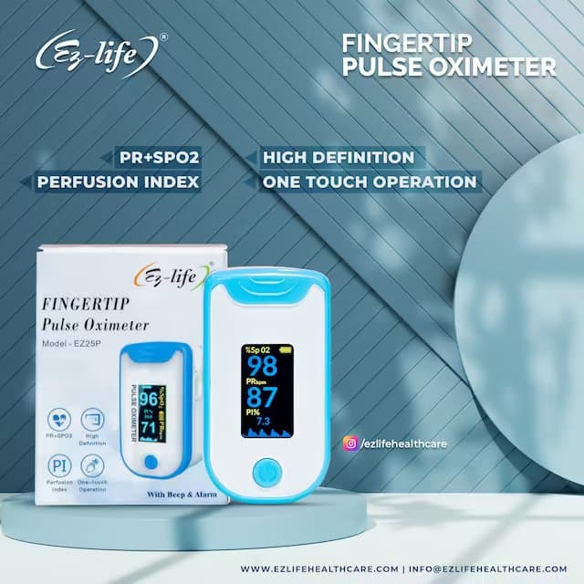 Fingertip Pulse Oximeter - SpO2 - PR Monitor - HD Display with Perfusion Index with Battery EZ 25P 11
