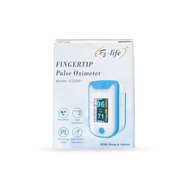 Fingertip Pulse Oximeter - SpO2 - PR Monitor - HD Display with Perfusion Index with Battery EZ 25P 12