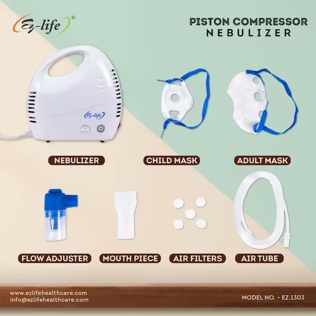 Compressor Nebulizer Machine - Full Kit with Masks and Filters-Quiet Portable EZ-NEB-1303 6