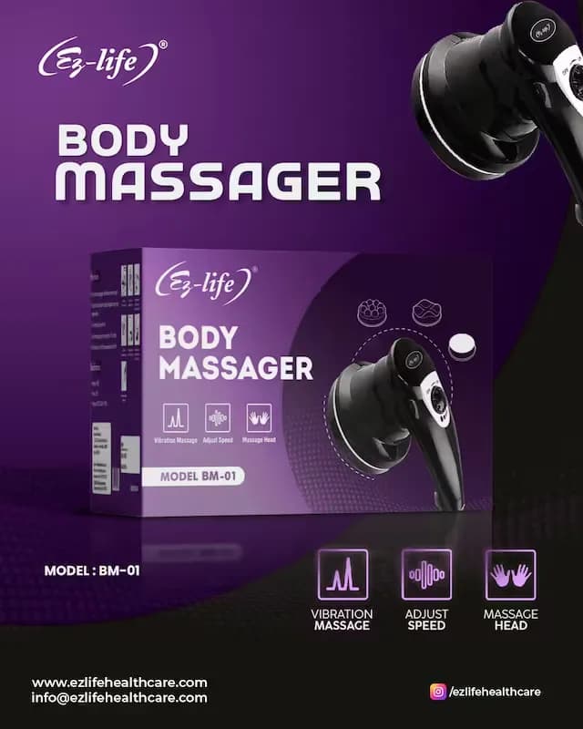 Ez-life Body Massager with 4 Massage Heads and Variable Speed Control BM-01 12