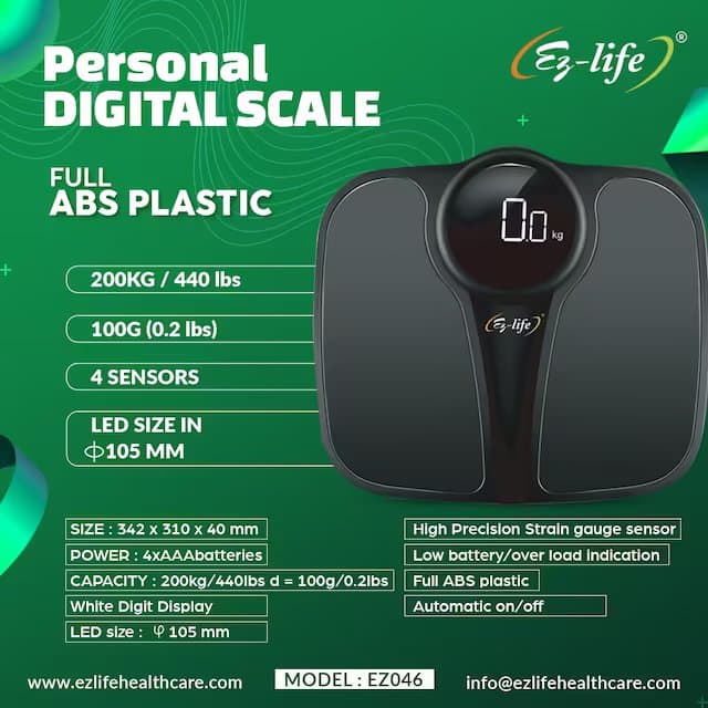 Personal Digital Scale 200 KG Full ABS Plastic - EZ046 7