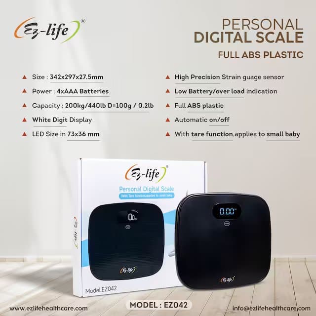 Personal Digital Scale 200 KG Full ABS Plastic With Tare Function - EZ042 5