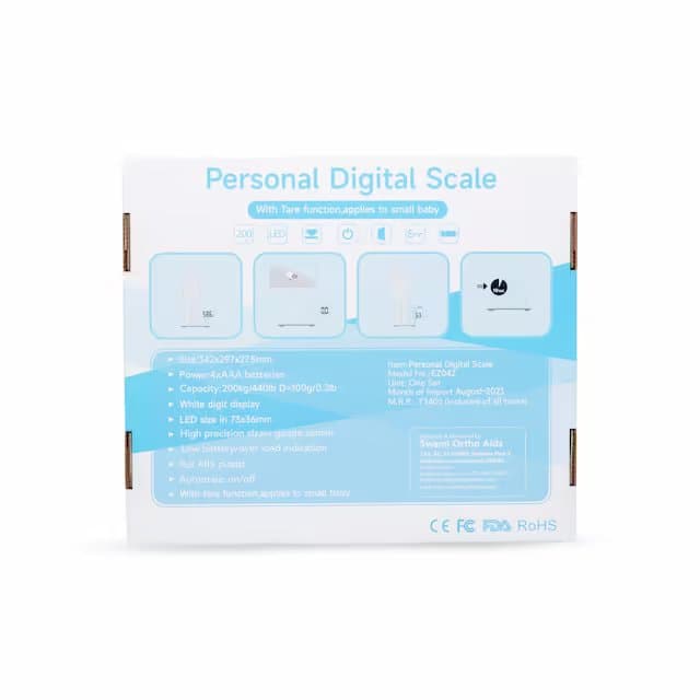 Personal Digital Scale 200 KG Full ABS Plastic With Tare Function - EZ042 9