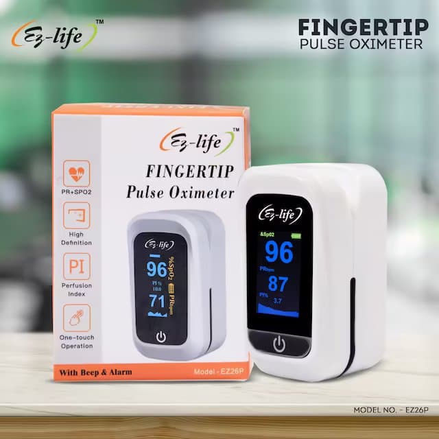 Fingertip Pulse Oximeter - SpO2 - PR Monitor - HD Display with Perfusion Index with Battery EZ 26P 8