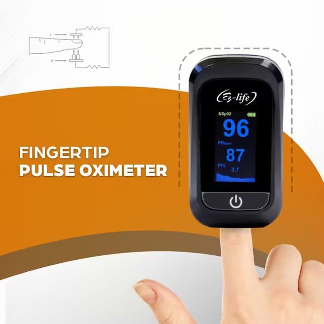 Fingertip Pulse Oximeter - SpO2 - PR Monitor - HD Display with Perfusion Index with Battery EZ 26P 10
